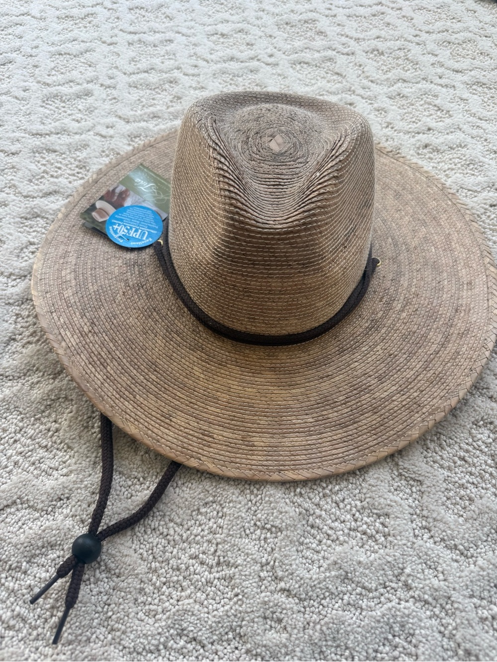 Tula Natural Brown Straw Sun Hat with Dark Brown Chin Cord